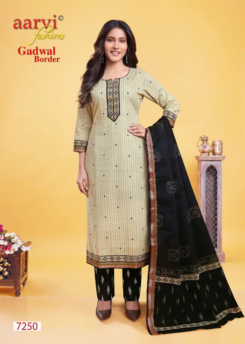 Aarvi Gadhwal Border Vol 9 Printed Cotton Readymade Dress Catalog
